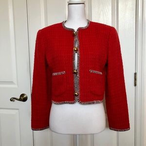 Vintage Ann Taylor Red Whip Stitch Boxy Jacket SZ4